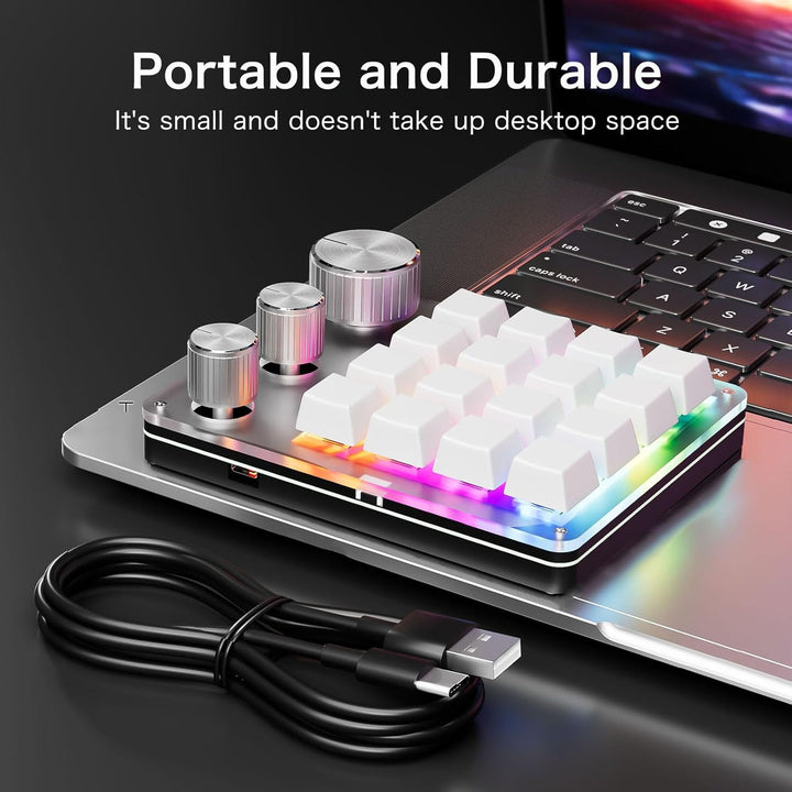 Denash Benutzer Definierte Mechanische Tastatur, Programmier Bares 16-Schlüssel-Macro-Pad mit 3 Knöp