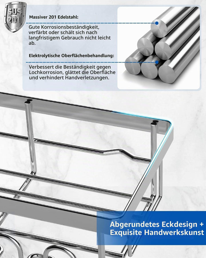 AceMining Duschablage Ohne Bohren, 4 Pack Silber Duschregal, 201 Edelstahl Badregal für Selbstkleber
