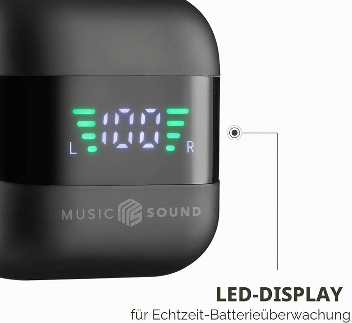 Music Sound, Spark TWS Kopfhörer, Bluetooth, Wireless, LED-Display, 30 Stunden Wiedergabe, automatis