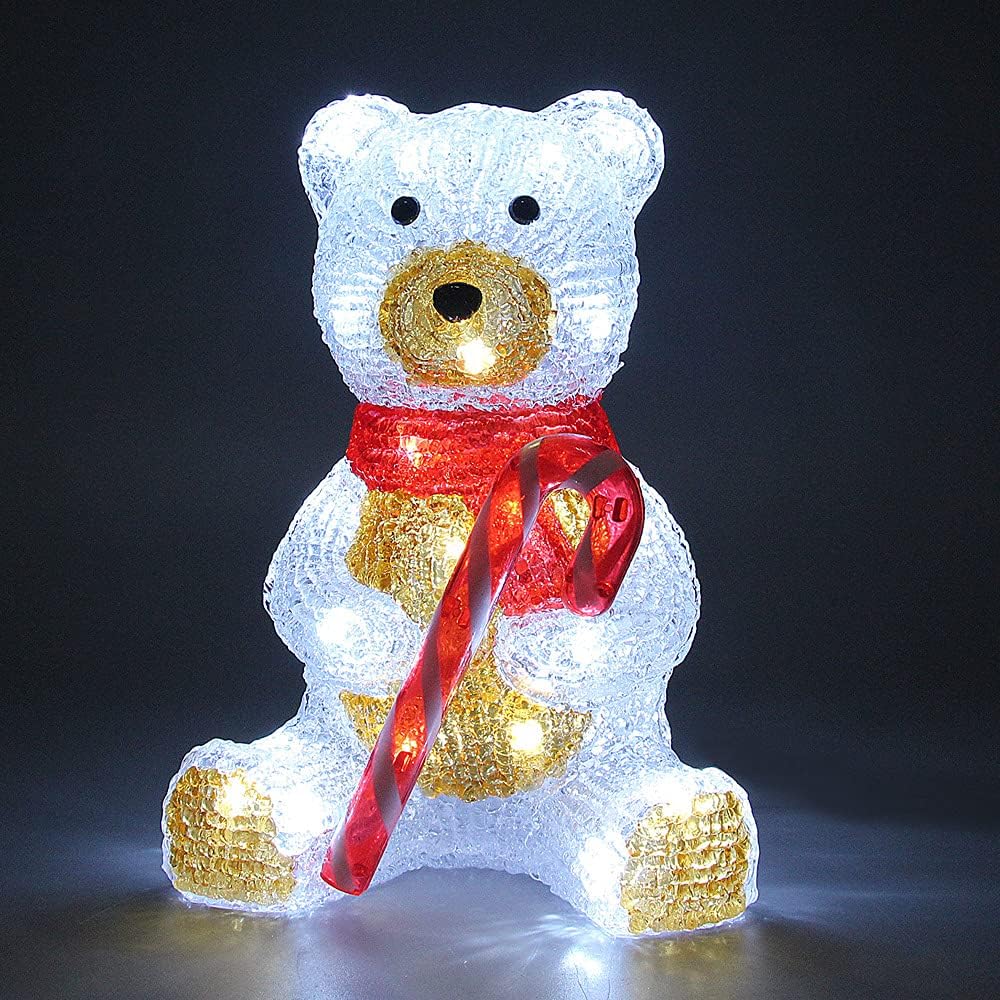 DEUBA® Weihnachtsdeko LED Acryl Figur Teddy Aussen Innen 25cm Gross Weihnachten Eisbär beleuchtet De