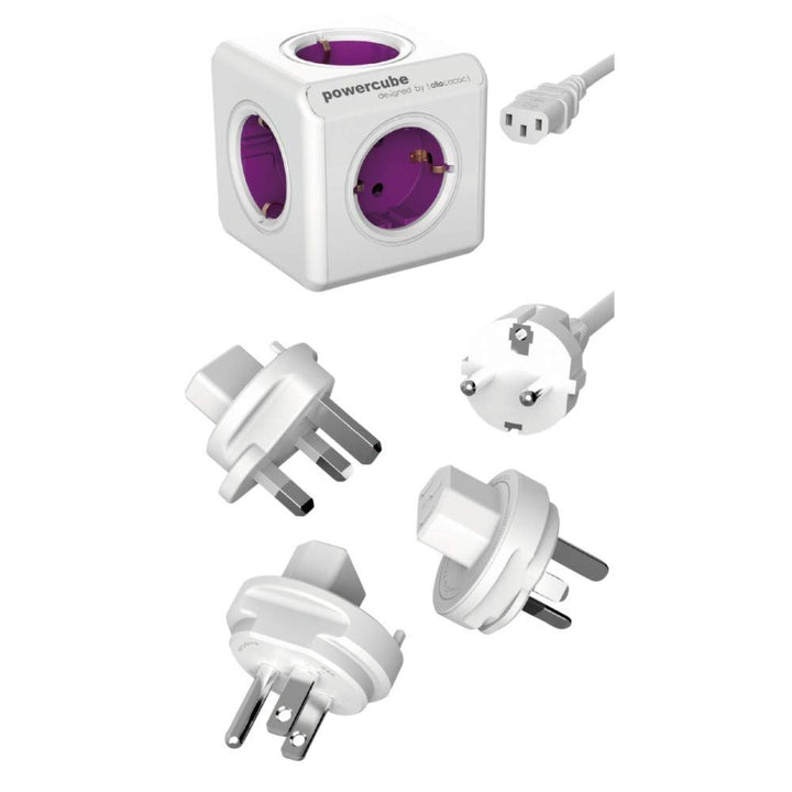 Allocacoc 1801/DERW PowerCube ReWirable Travel Plugs mit DE Kabel, Reiseadapter und 5X Verteiler, 23