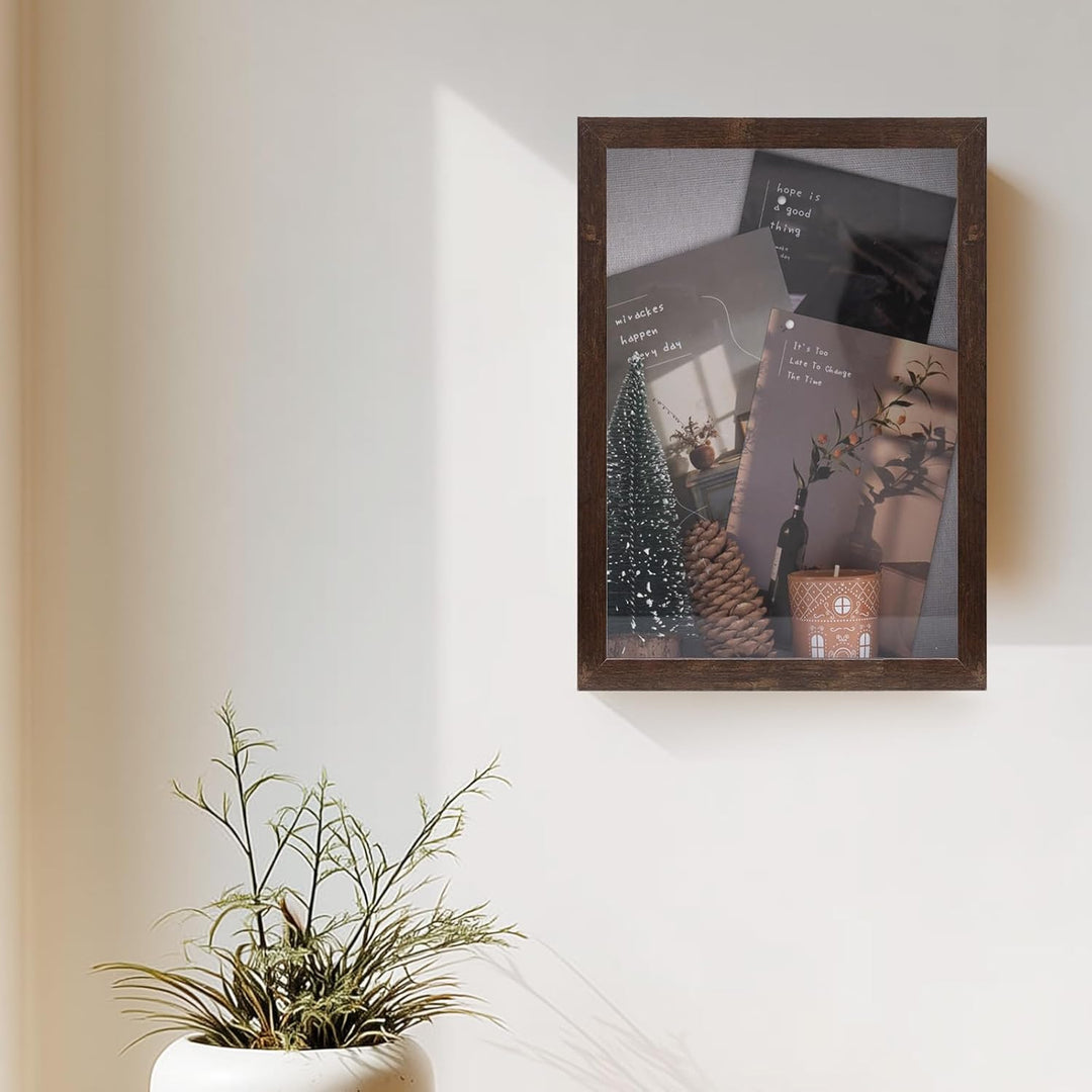 Muzilife 3D Holz Bilderrahmen mit Öffnung zum Befüllen 28x37cm Objektrahmen mit Stecknadeln und Dübe