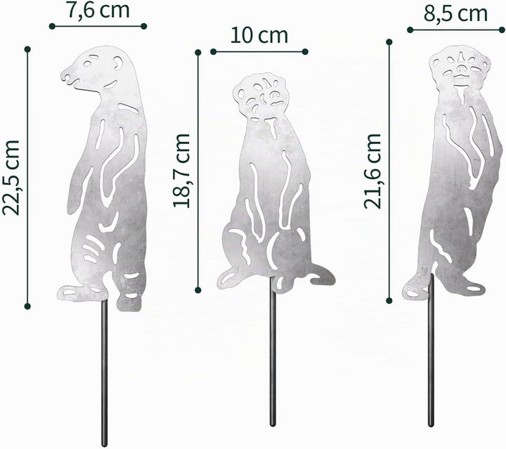 VERDOBA Erdmännchen Gartendeko Rost - Erdmännchen Figuren Set in Rostoptik - Gartenstecker Rost - Ga