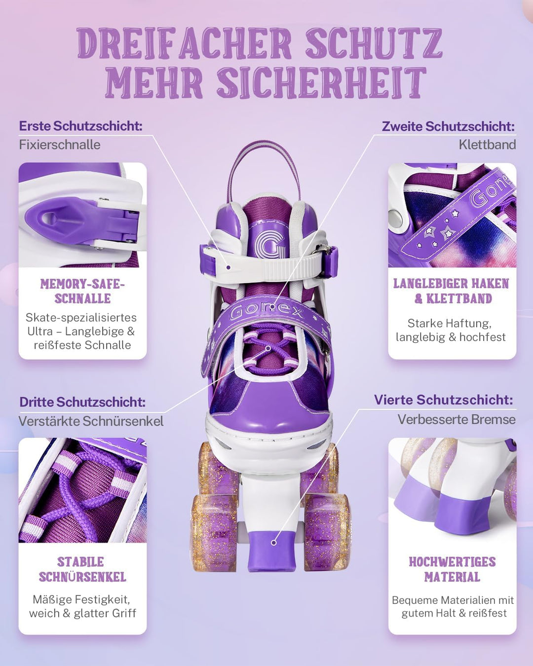 Gonex Verstellbar Rollschuhe, Leuchtenden Rädern Roller Skates für Mädchen Jungen Kinder Erwachsene