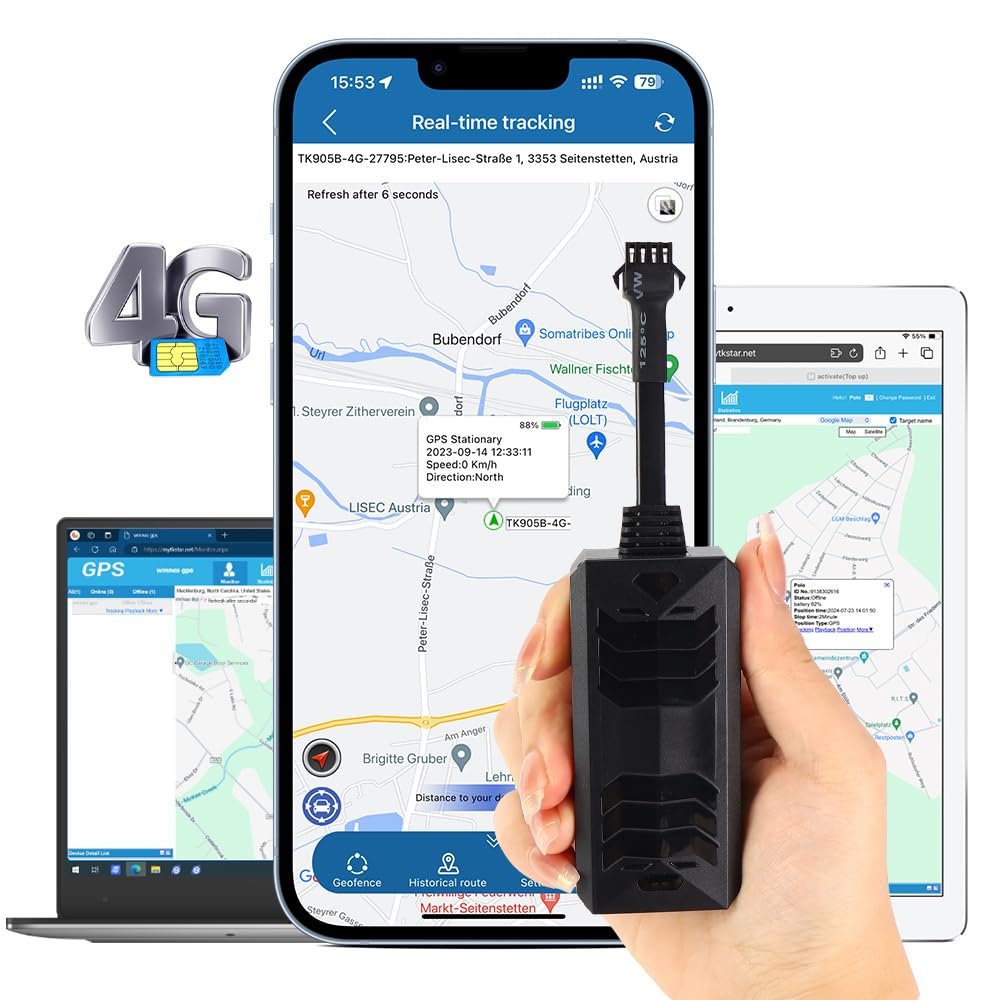 GPS Tracker 4G für Auto, mit Acc-Alarm ohne ABO, GPS-Sender Anti-Diebstahl-Echtzeit-Positionierungs-