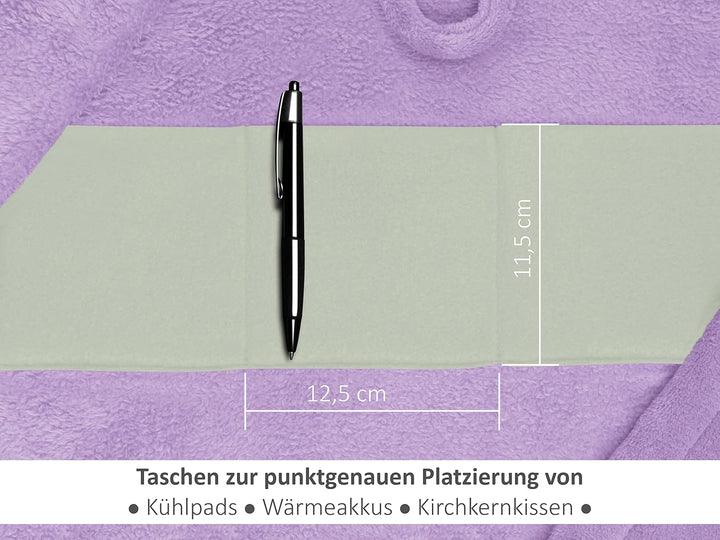 Emily´s Check Kuschelfleece Therapie Bademantel mit Kapuze und Innentaschen 1582.2293 L flieder, L f