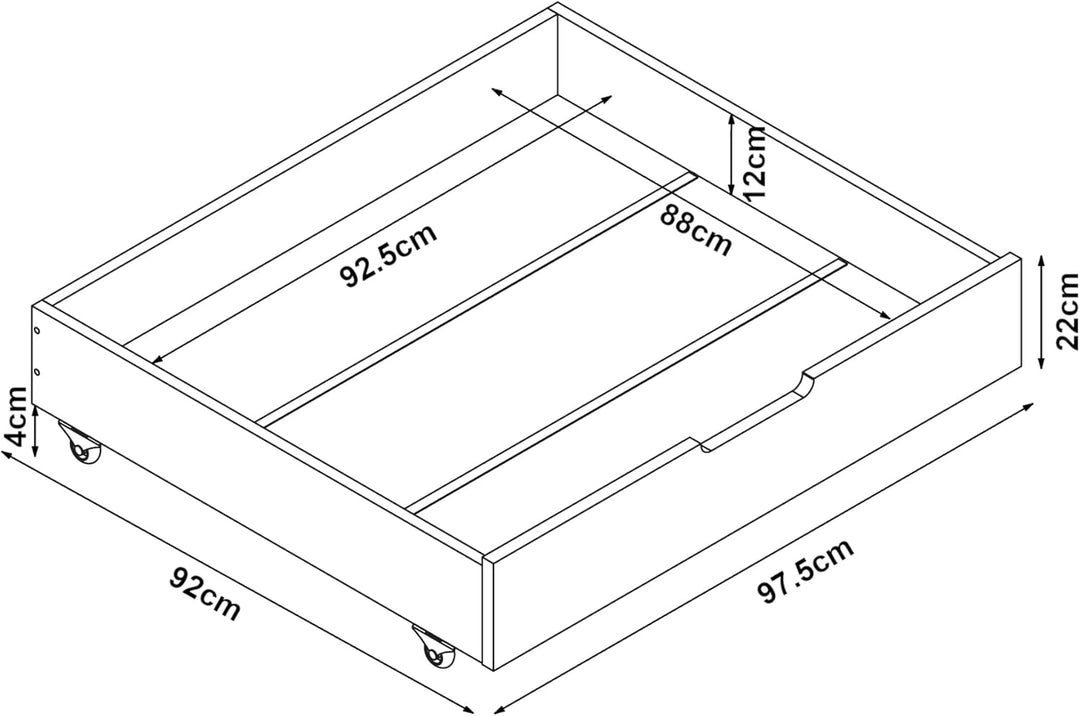 [en.casa] Unterbettkommode Ydre 2er Set Unterbett Aufbewahrungsbox 97,5 x 92 x 22 cm Bettkasten Holz