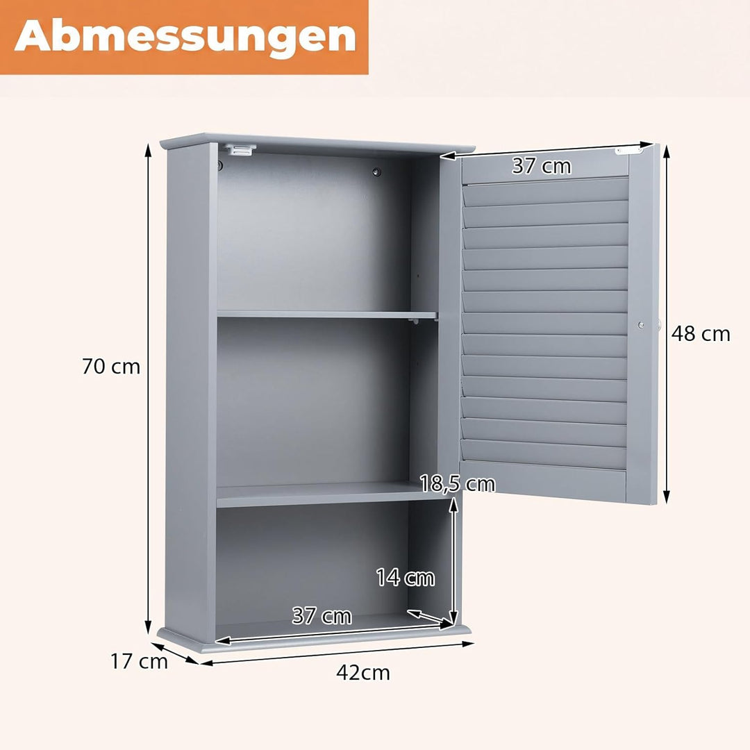 COSTWAY Hängeschrank, Badezimmerschrank hängend, Wandschrank Badschrank mit verstellbarem Einlegebod