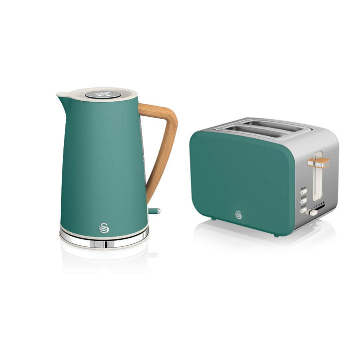Swan Nordic Set Frühstückskocher, kabellos, 1,7 l, 2200 W, Toaster Breitschlitz, 2 Scheiben, 3 Funkt