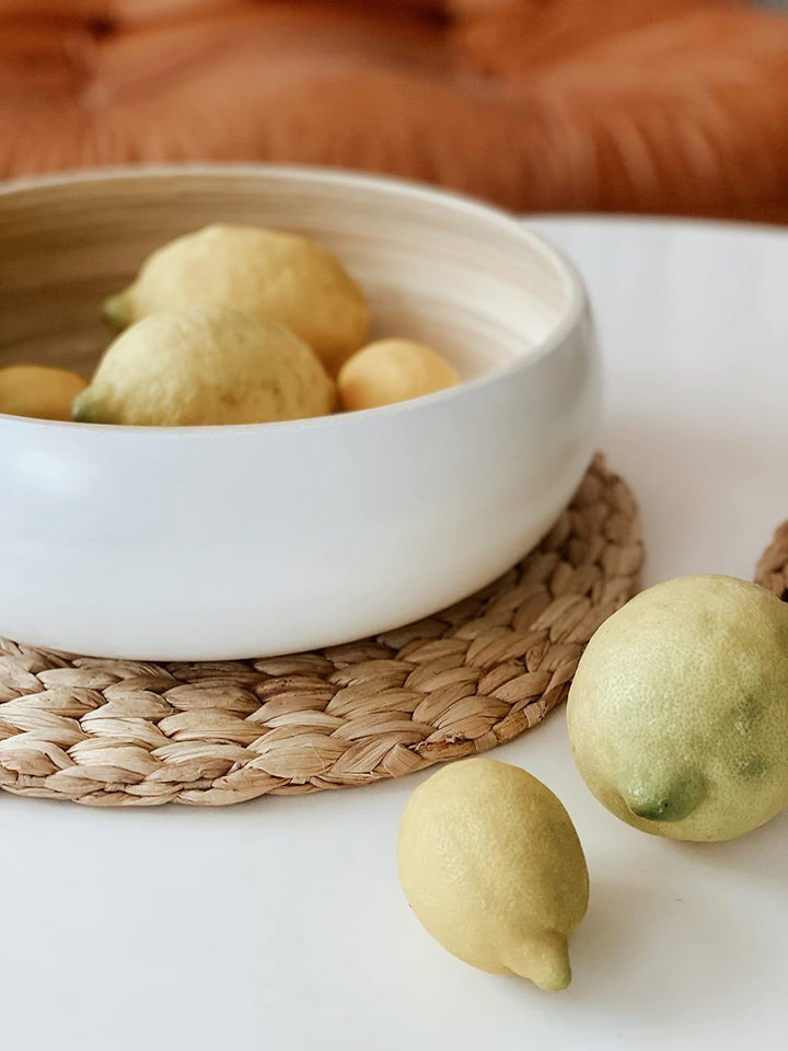 Decorasian Bambusschale gross und rund – Chips Schale bzw. Bowl - Obstschale Bambus hochwertig seide