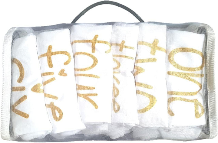 VanessasShop Set 12er Meilenstein Baby Bodys Monatsbodys Weiss-Gold One bis Twelve 100% Baumwolle -