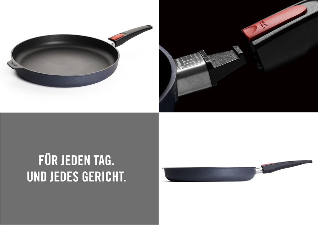 Woll Diamond Lite Flachpfanne, Ø 32 cm, 5 cm hoch, mit abnehmbarem Stiel - Geeignet für Ceran, Gas,