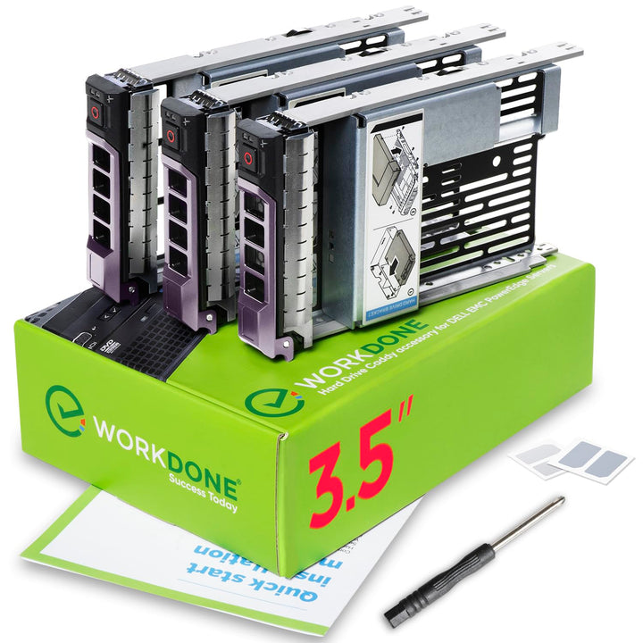 WorkDone 3er-Pack - 3,5-Zoll Festplatten-Caddy mit 2,5-Zoll Festplattenadapter - kompatibel für Dell