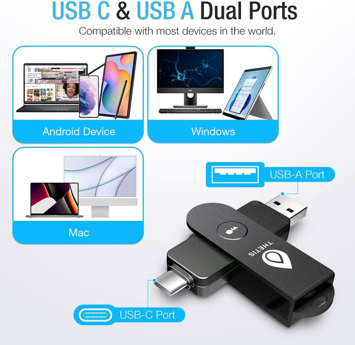 Thetis Pro FIDO2 Sicherheitsschlüssel Passkey Gerät mit PinPlex, Dual USB C & USB A & NFC, PIV-Zerti
