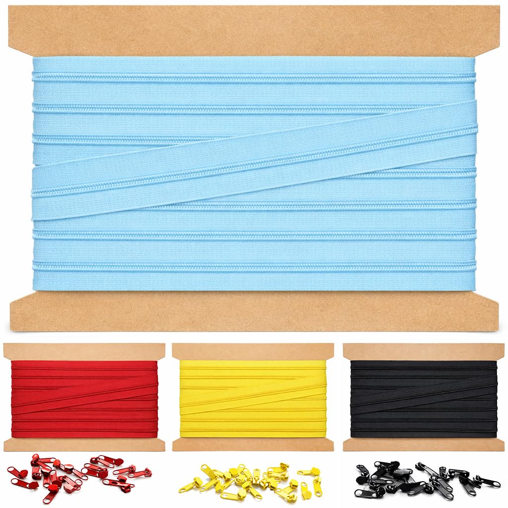 20m Endlosreissverschluss 5mm mit 40 zipper reissverschluss endlos Hellblau 20m + 40 Zipper Hellblau