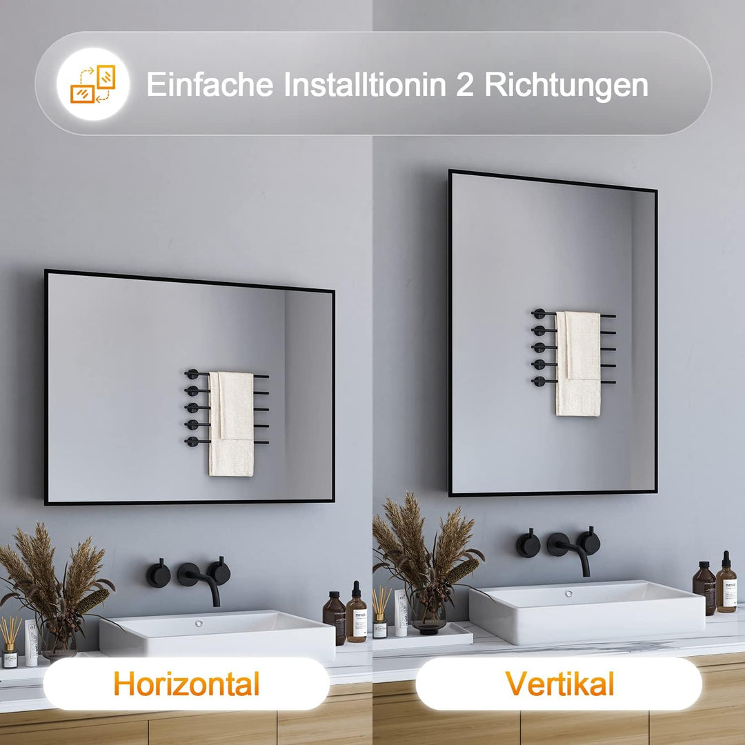 BD-Baode Spiegel Schwarz 70x50cm Rechteckiger Metallrahmen Badspiegel Wandspiegel für Badezimmer Woh