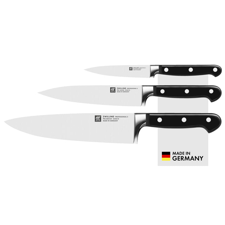 Zwilling 1002325 Messer-Set, 3-tlg., Spick-/Garniermesser, Fleischmesser, Kochmesser, Rostfreier Spe