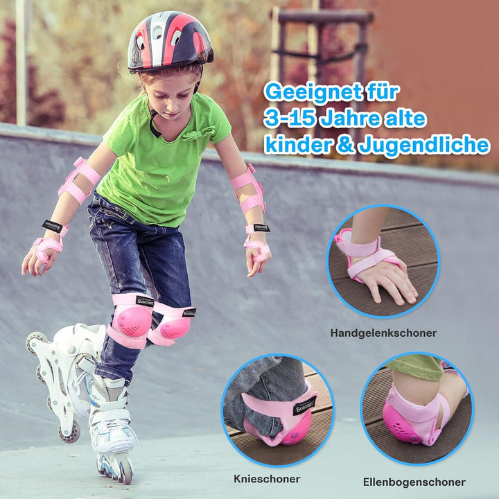 BOSONER Knieschoner Kinder Schoner Inliner Protektoren 6er Set Schützer Inliner Inline Skates Knie U