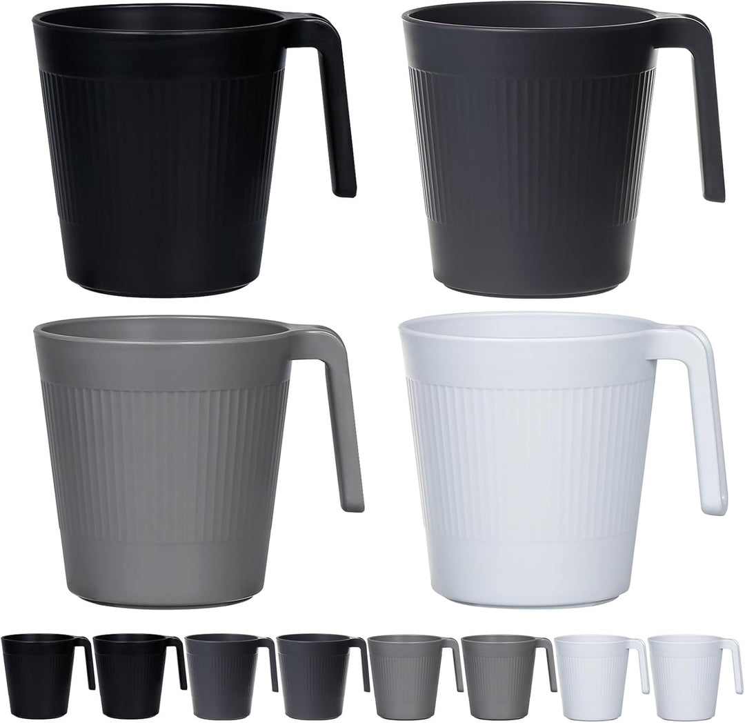 Greentainer Tasse mit Henke,Wiederverwendbare 500 ml Kaffeetassen aus Plastik,8er Trinkbecher für RV