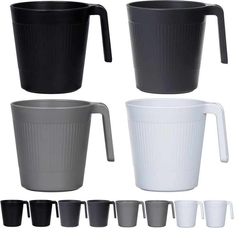 Greentainer Tasse mit Henke,Wiederverwendbare 500 ml Kaffeetassen aus Plastik,8er Trinkbecher für RV