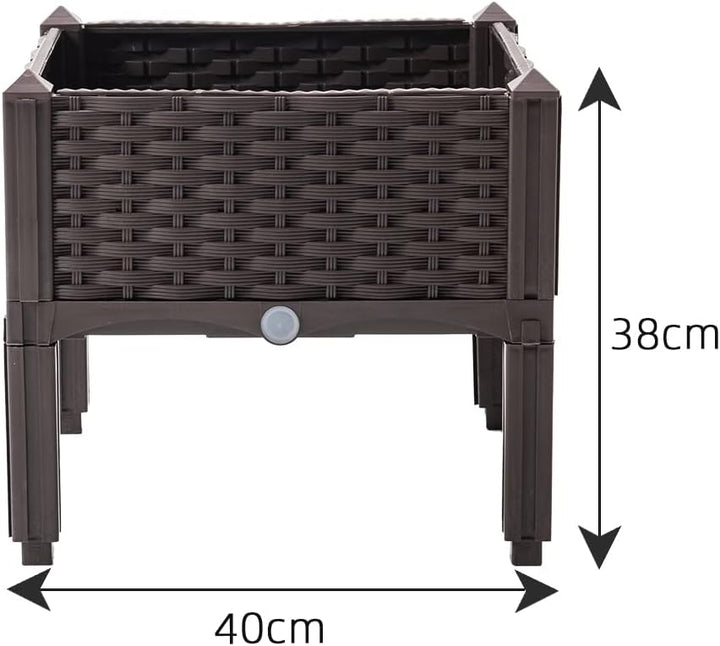 Mingone Blumenkasten Blumentopf Rattan Optik Balkonkasten mit 1 Pflanzgefäss aus Kunststoff mit Wass