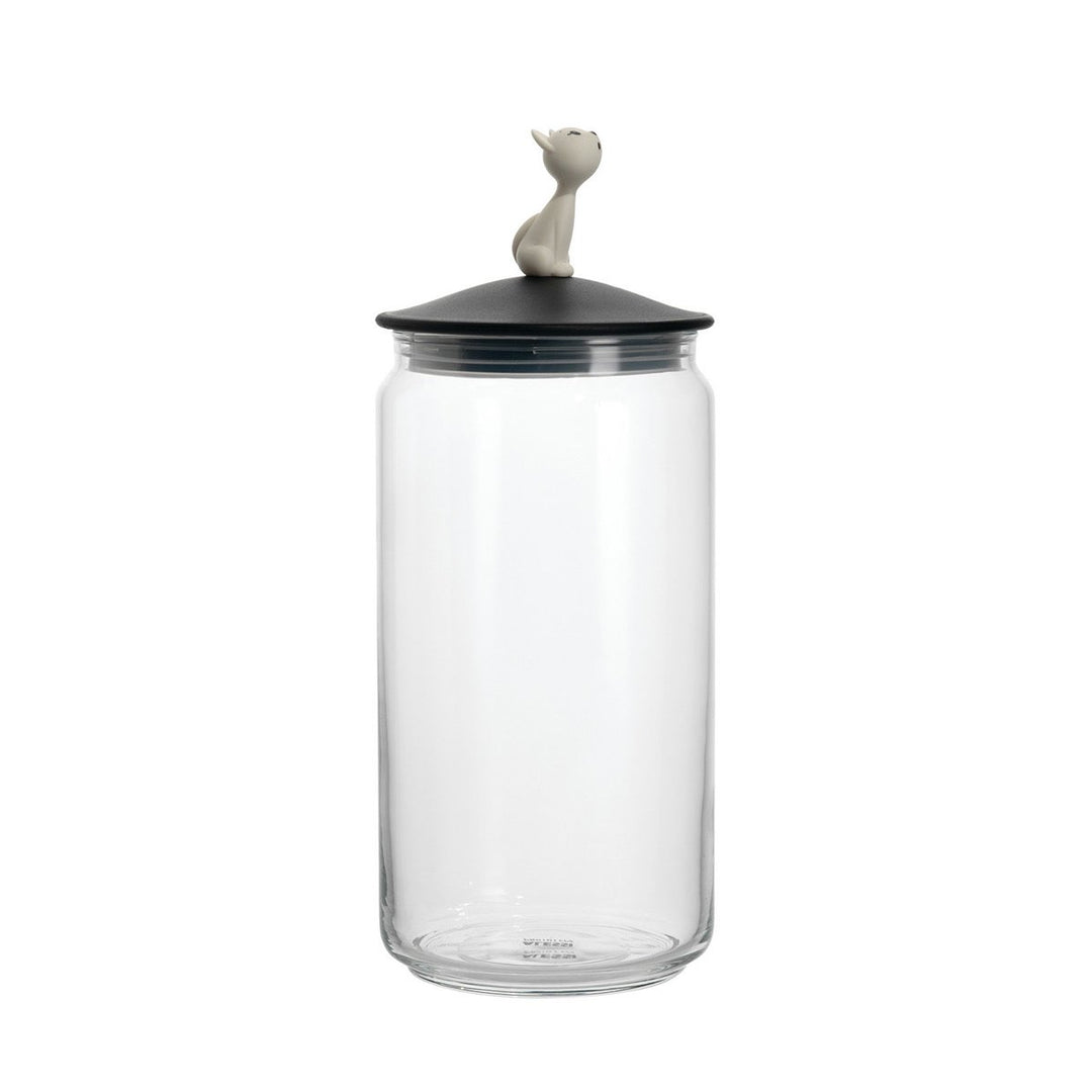 Alessi "MIÒJAR"", Behäl+C2ter für Katzenfutter aus Glas mit Deckel aus thermoplastischem Harz, schwa