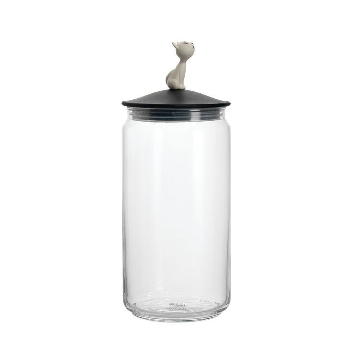 Alessi "MIÒJAR"", Behäl+C2ter für Katzenfutter aus Glas mit Deckel aus thermoplastischem Harz, schwa