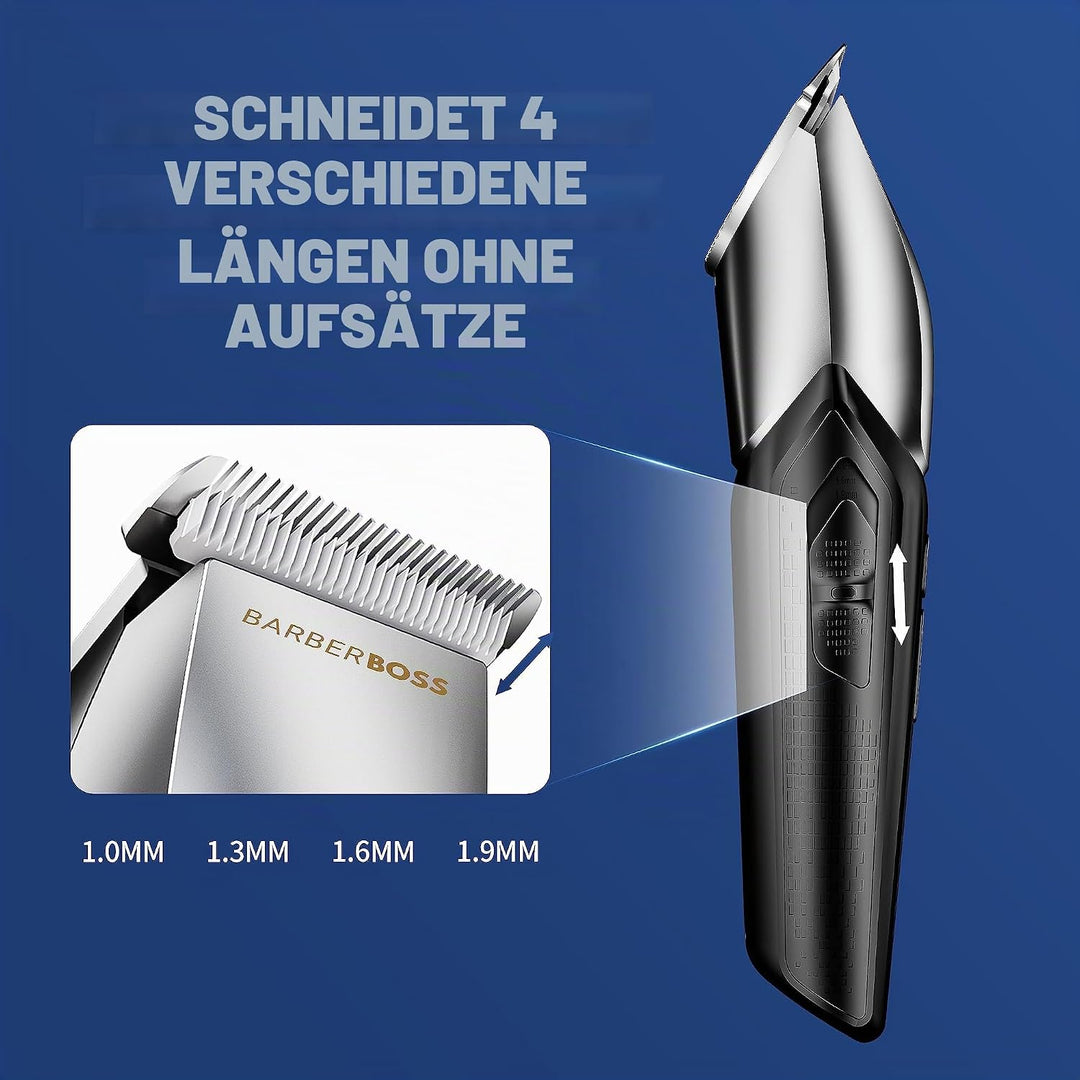 BarberBoss Hundefriseur mit 8 Kammaufsätzen, schlankes Design mit 4 Geschwindigkeitsstufen, 100% was