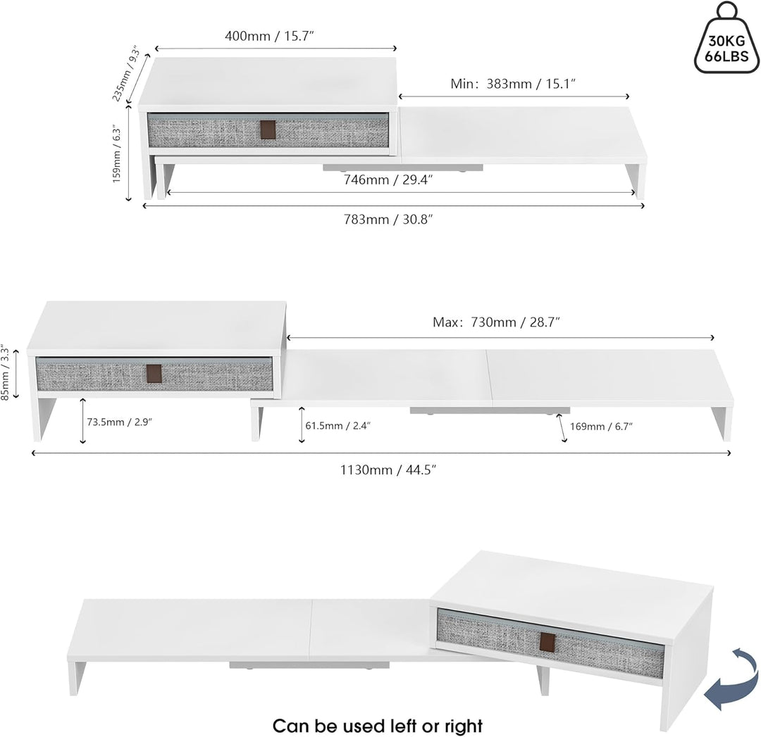 Fenge Dual Monitorständer mit Schublade für PC Computer Laptop Printer, Monitorständer Riser, Länge