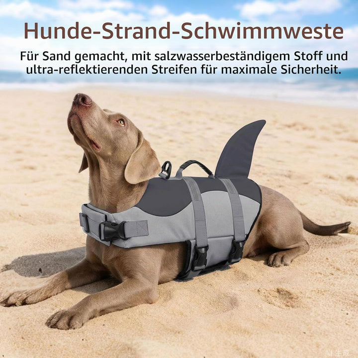 CITÉTOILE Schwimmweste Hunde Hai, Leicht und Sicher für Wassersport, hundeschwimmweste mit Griff und