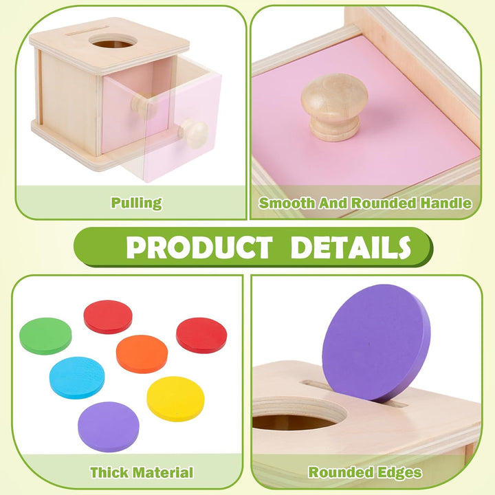 Adena Montessori Spielzeug ab 6 Monate – 2-in-1 Holz Münzbox & Ballbox für Babys – Lernspielzeug zur