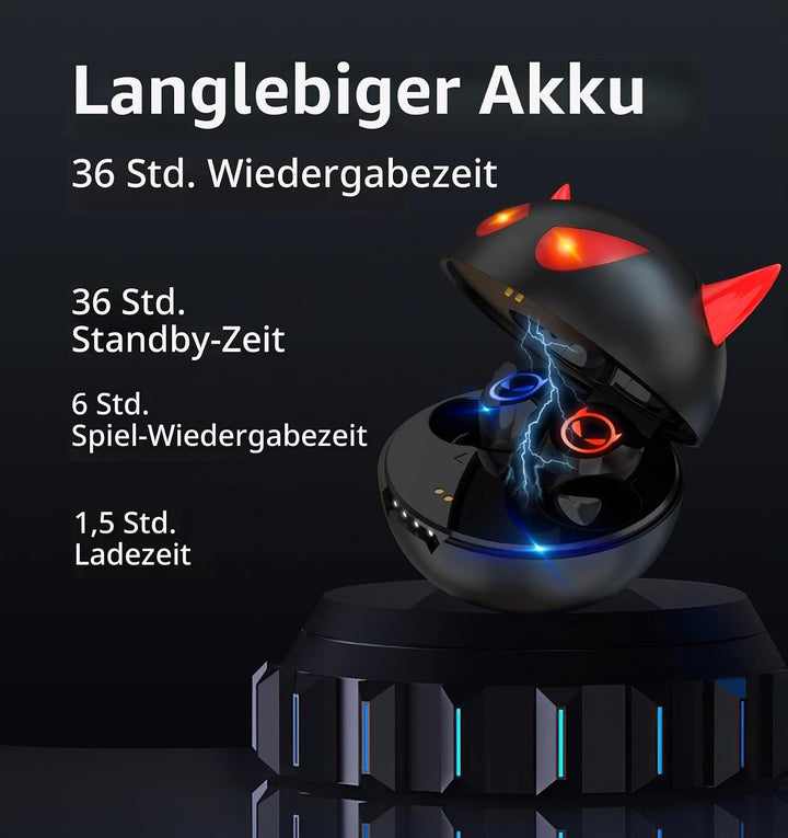 Kabellose Bluetooth-Kopfhörer, IPX5 wasserdichte kabellose Ohrhörer Touch Eingebautes Mikrofon Noise