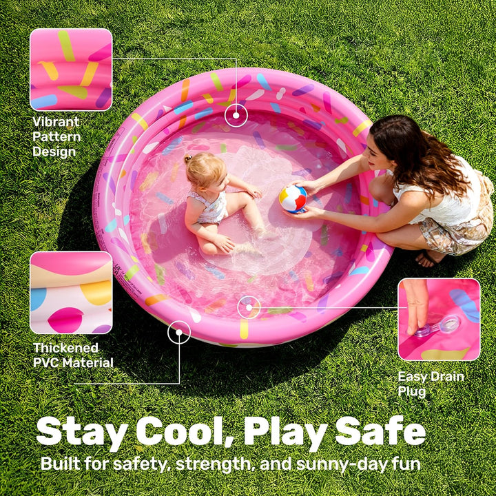 SLOOSH 3 Pack 45" X 10" aufblasbares Planschbecken, Wassermelone & Ananas & Cupcake Schwimmbad für K