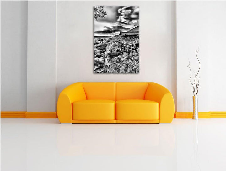 Pixxprint Monocrome, Tempel in China, Format: 100x70 auf Leinwand, 100x70