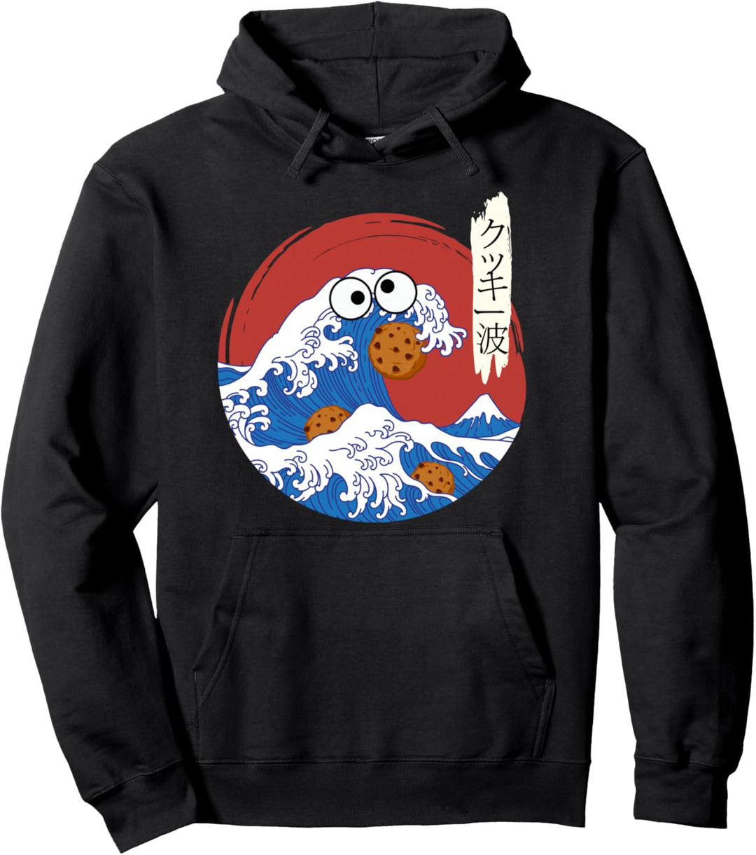 Great Wave Monster Eating Cookies Japanische Kanji Cookie Wave Pullover Hoodie