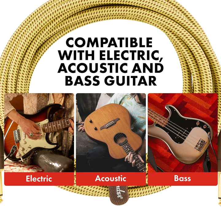 Fender© Deluxe Coil Cable, 30', Bk Tweed, 0990823060 Schwarzer Tweed Gerade 9M/30FT Single, Schwarze