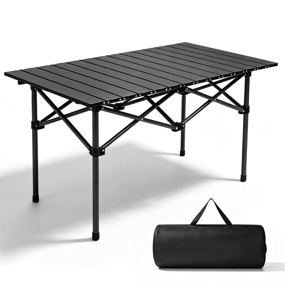 Campingtisch faltbar 96x54cm, Klapptisch Outdoor mit aufrollbarer Tischplatte, Tragbar Falttisch bis