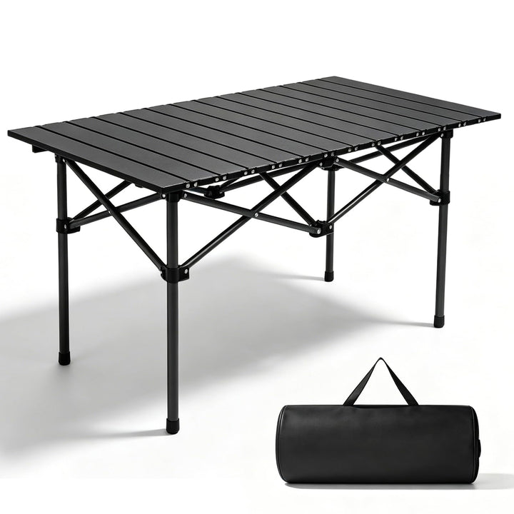 Campingtisch faltbar 96x54cm, Klapptisch Outdoor mit aufrollbarer Tischplatte, Tragbar Falttisch bis