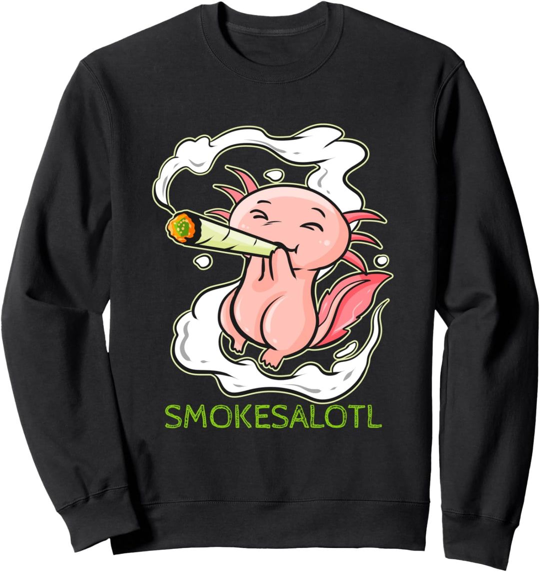 Smokesalotl - Lustiges Weed rauchendes Axolotl Marihuana Sweatshirt