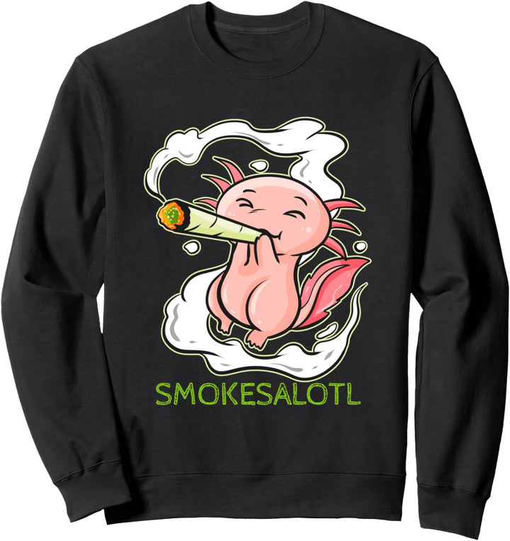 Smokesalotl - Lustiges Weed rauchendes Axolotl Marihuana Sweatshirt