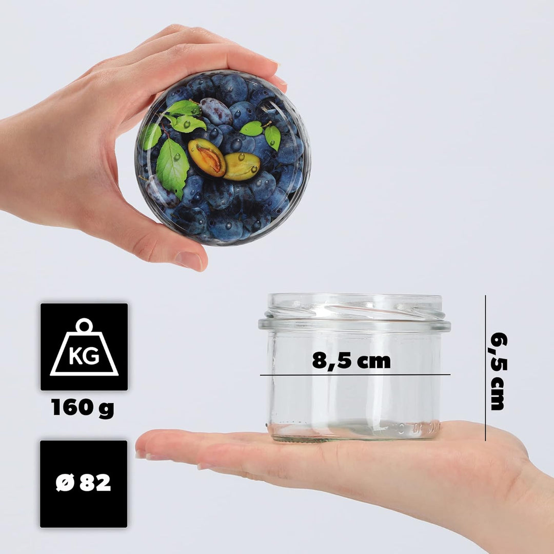 KADAX 20er Set Marmeladengläser 235ml TO82 Pflaumen, Einmachgläser Vorratsgläser Mason Jar mit Schra