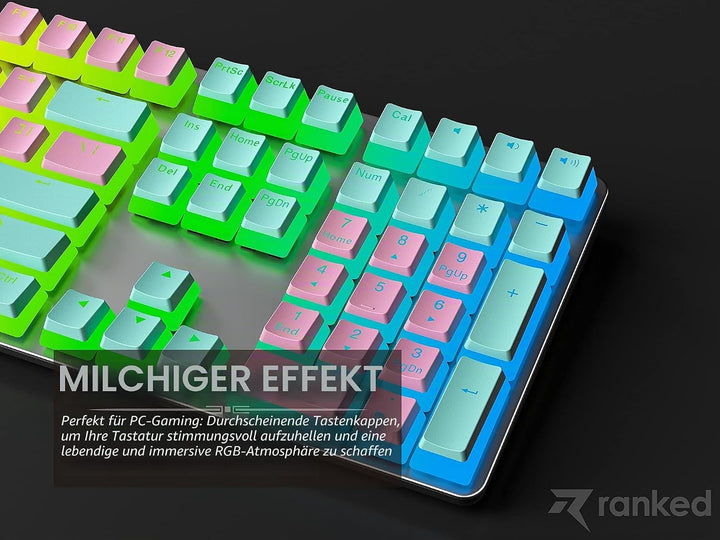 Ranked Pudding v2 PBT-Tastenkappen | 145 Double Shot Transluzent ANSI US- und ISO-Layout | OEM-Profi