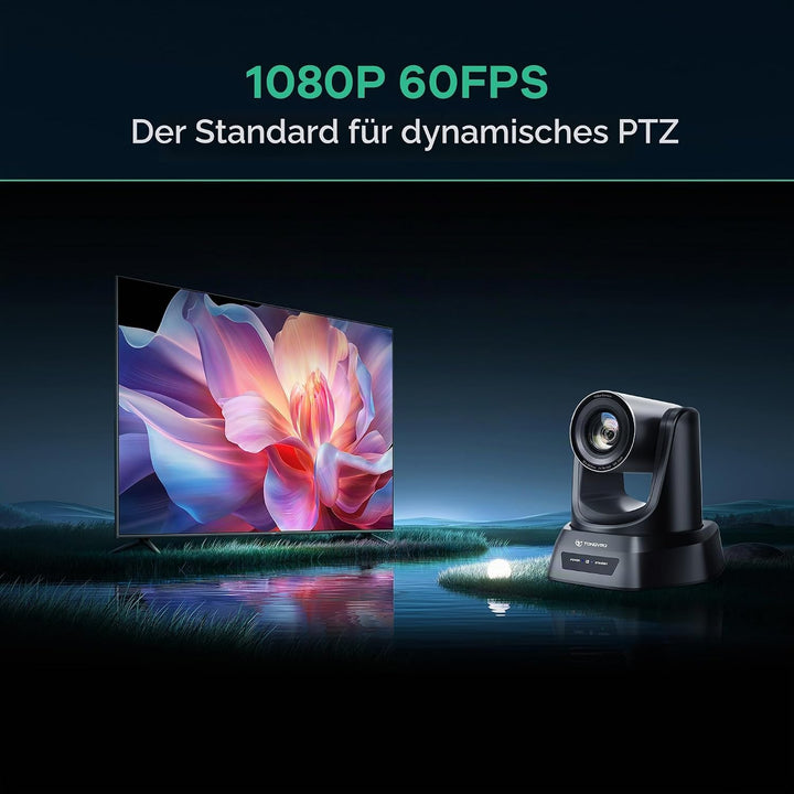 TONGVEO PTZ Konferenzkamera mit KI-Auto-Tracking, 12X optischem Zoom, Weitwinkel, 1080P/60fps (HDMI/