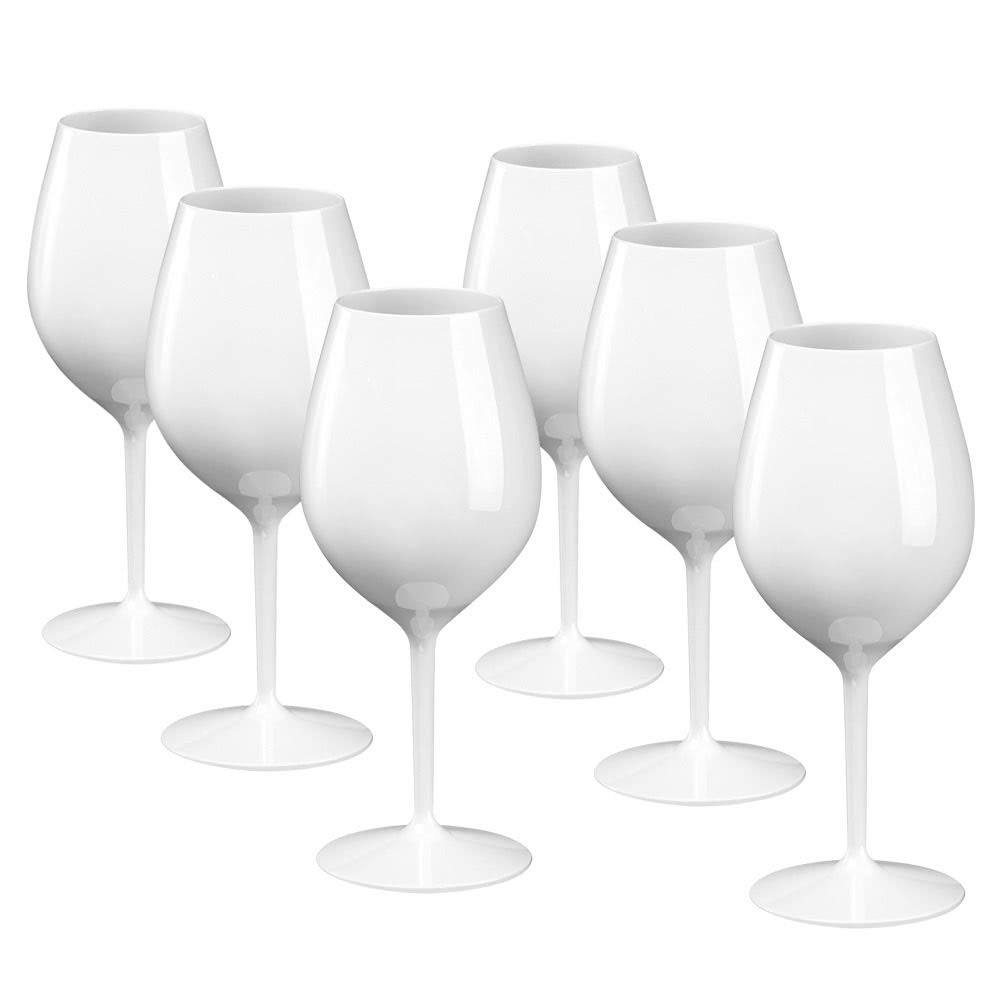 DoimoFlair Weingläser aus Kunststoff bruchsicher Weinbecher Sektgläser Plastik Weiss 51 cl. Set 6 St