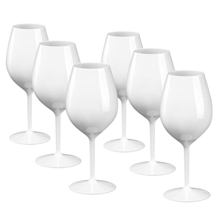 DoimoFlair Weingläser aus Kunststoff bruchsicher Weinbecher Sektgläser Plastik Weiss 51 cl. Set 6 St