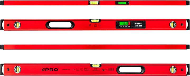 PRO900 Digitale Wasserwaage 100cm mit 2 LCD Displays und Abdeckung - Elektronische Wasserwaage mit M