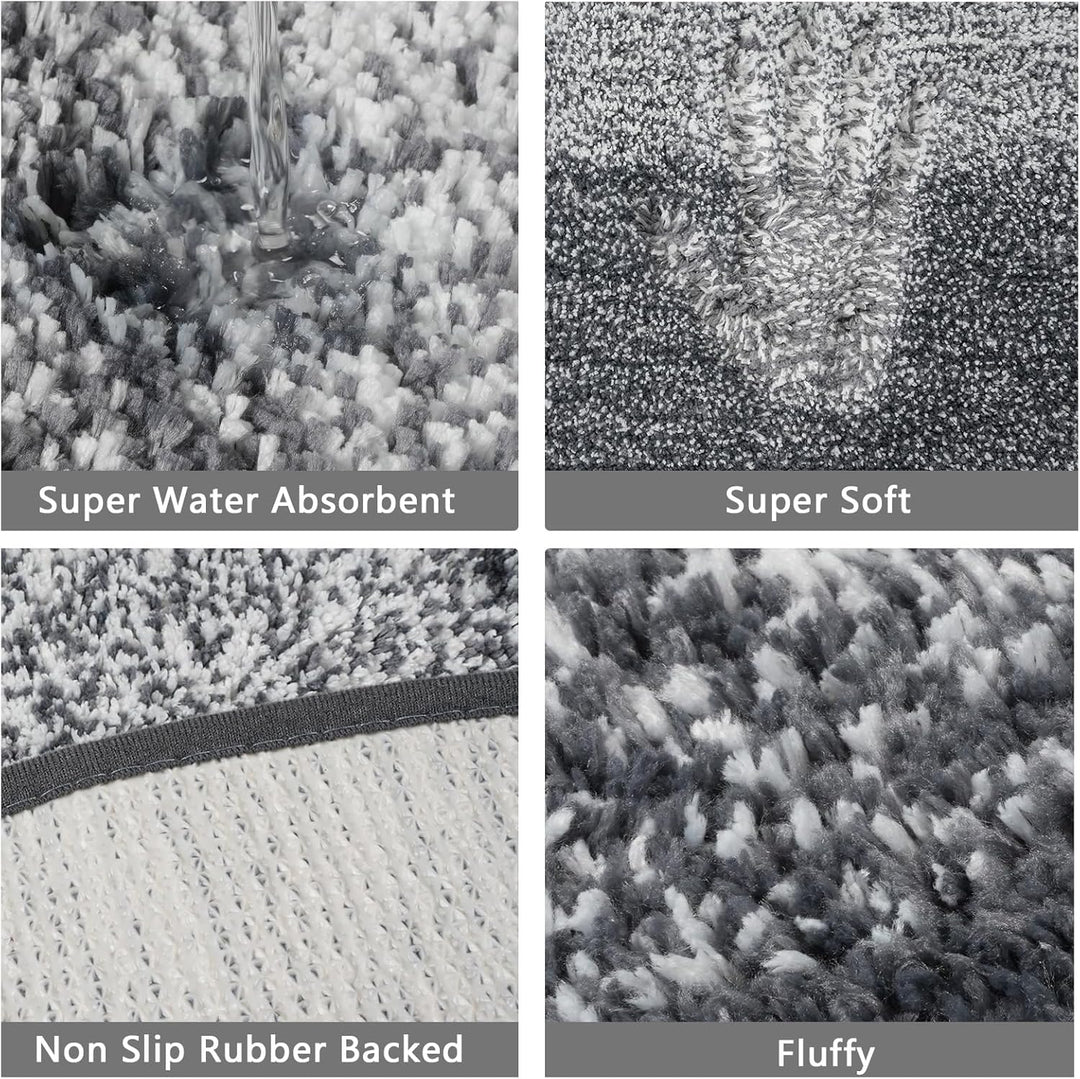 Famibay Badteppich Rund 80cm Badezimmerteppich rutschfest Badematte Absorbierend Waschbar Weich Badv