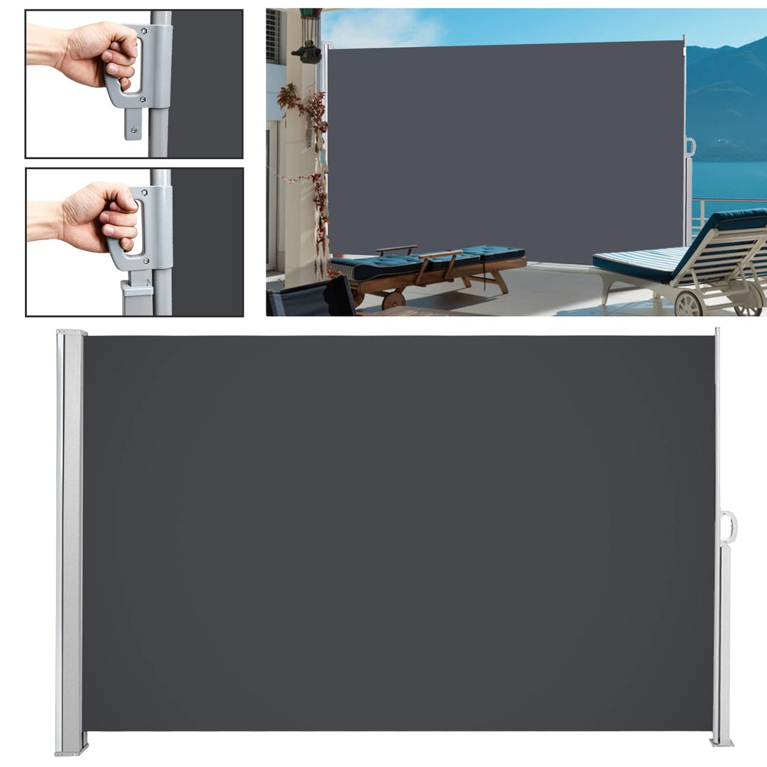 Ansobea Seitenmarkise,Sonnenschutz Markise Grau,180 x 300 cm Sichtschutz für Balkon, Garten, Terrass