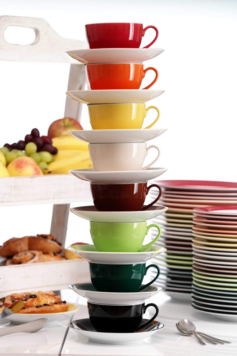 Ritzenhoff & Breker Kaffeeservice Doppio, 12-teilig, Porzellangeschirr, Grau Grau Kaffeeservice, Gra