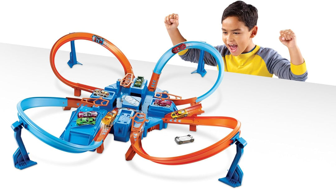 Hot Wheels DTN42 - Trackset, mit Rampen, Kreuzungen und Looping, Parkplätzen, + 1 Fahrzeug B01ARGC5F